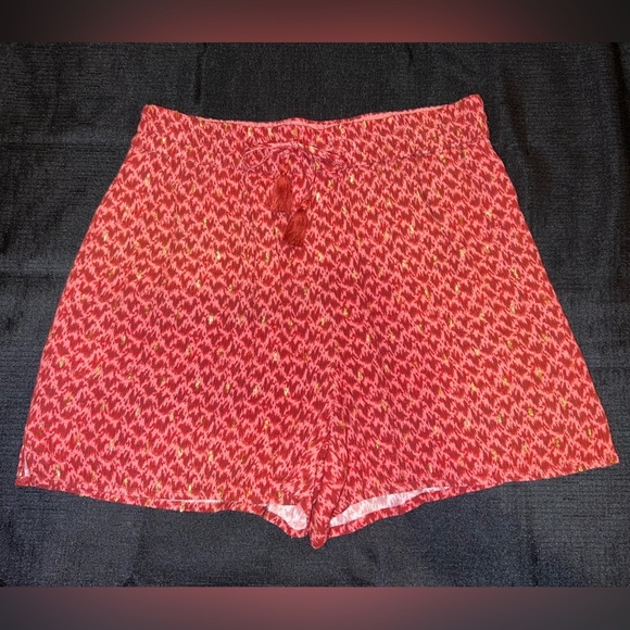 Paige Women's Mardi Short Elastic Waist Metallic Dots In Papaya - Picture 4 of 9